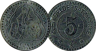 Germany Fulda Notgeld 5 and 10 Pfennig 1918 and 1919