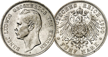 Germany (Hesse Darmstadt) 2 and 5 Mark 1895 to 1900