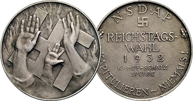 Germany Nazi Donation Token 1932 and 1933