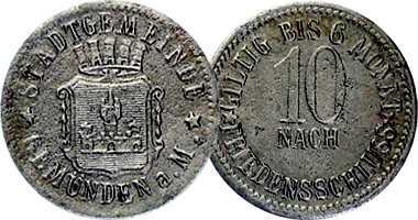 Germany Notgeld Gemunden 5 and 10 Pfennig 1914 to 1923