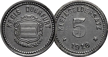 Germany Notgeld 5 and 10 Pfennig Kreis Querfurt 1918