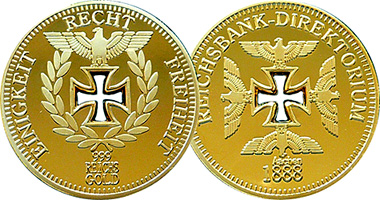 Germany Reichsbank Direktorium Gold Plated Souvenirs 1888