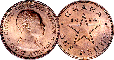 Ghana Penny, Pence, and Shilling Coinage 1958