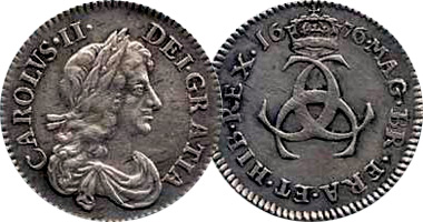 Great Britain 1, 2, 3, and 4 Pence 1670 to 1684