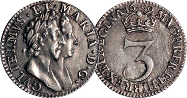 Great Britain 1, 2, 3, and 4 Pence (William and Mary) 1689 to 1695