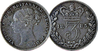 Great Britain 1, 2, 3, and 4 Pence 1838 to 1901