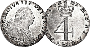 Great Britain 1, 2, 3, and 4 Pence (George III) 1795 to 1820