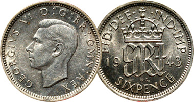 Great Britain 6 Pence 1937 to 1952