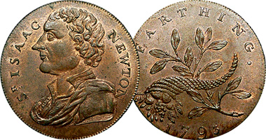 Great Britain Conder (Isaac Newton) Farthing and Halfpenny 1793