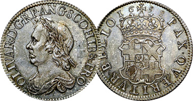 Great Britain (Cromwell, Commonwealth) Shilling, 1/2 Crown, and Crown (Fakes are possible) 1658 to 1660