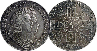 Great Britain Crown and Half Crown 1691 to 1693
