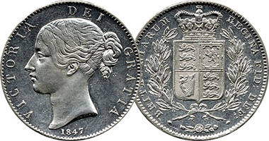 Great Britain Half Crown and Crown 1839 to 1887