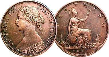 Great Britain Farthing, Penny and Half Penny (Victoria) 1860 to 1894