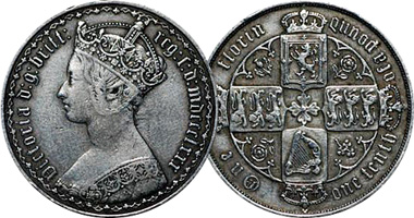 Great Britain Florin 1848 to 1887