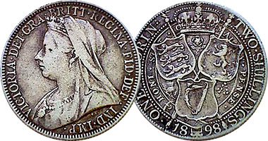 Great Britain Florin 1893 to 1901