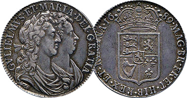 Great Britain Half Crown (William and Mary) 1689 to 1693