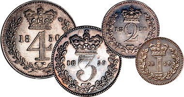 Great Britain 1, 2, 3, and 4 Pence Maundy Set 1660 to Date