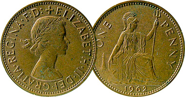 Great Britain Penny and Half Penny 1953 to 1970