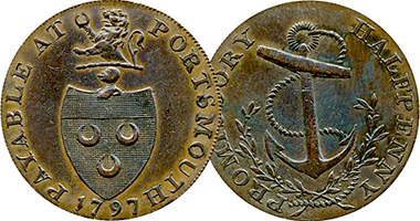Great Britain Portsmouth Half Penny 1797