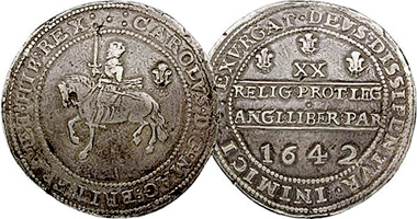 Great Britain Pound, Half Pound, Crown and Half Crown 1642 to 1645