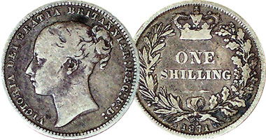 Great Britain Shilling 1838 to 1887