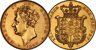 Great Britain Half Sovereign and Sovereign 1825 to 1830
