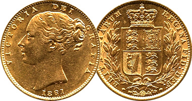 Great Britain Sovereign 1838 to 1874