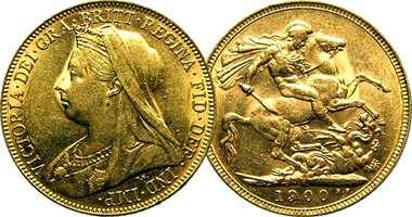 Great Britain Half Sovereign and Sovereign 1893 to 1901