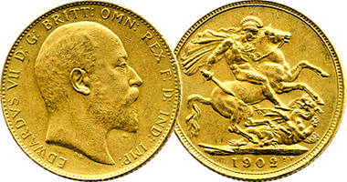 Great Britain Sovereign and Half Sovereign 1902 to 1910