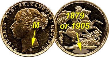 Great Britain Victoria Sovereign (Counterfeit) 1879 to 1905