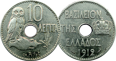 Greece 5 and 10 Lepta 1912