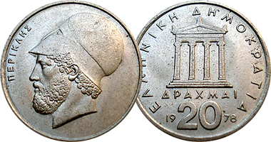 Greece 20 Drachmai 1976 to 1988