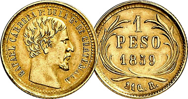 Guatemala 1 Peso 1859 and 1860
