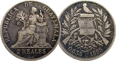 Guatemala 1/2, 1, 2, and 4 Reales 1873 to 1912