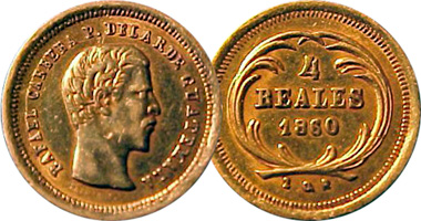 Guatemala 4 Reales (Gold) 1860 to 1864