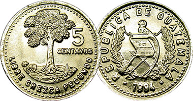 Guatemala 5 Centavos 1949 to Date