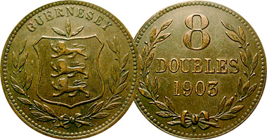 Guernsey 1, 2, 4, and 8 Doubles 1830 to 1949