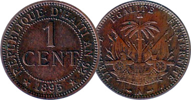 Haiti 1 and 2 Centimes 1886 to 1894
