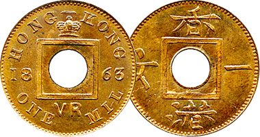 Hong Kong 1 Mil 1863 to 1866
