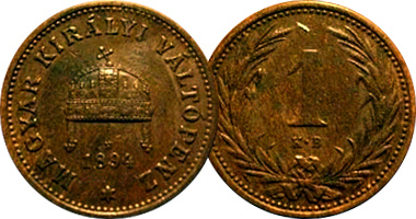 Hungary 1 Filler 1892 to 1914