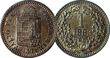 Hungary 1 Krajczar and 5/10 Krajczar 1878 to 1892