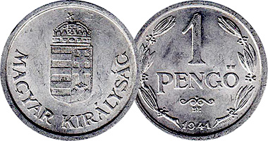 Hungary 1 and 2 Pengo 1926 to 1944