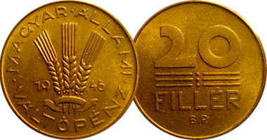 Hungary 20 Filler 1946 to 1950