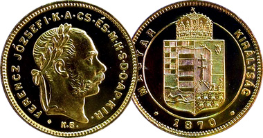 Hungary Trade Ducat and 4 and 8 Forint 1870 to 1892