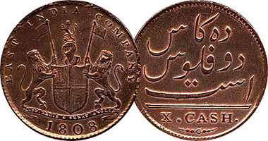 Coin Value: India (Madras Presidency) V (5), X (10) and XX (20
