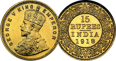 India 15 Rupees 1918
