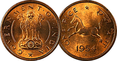 India 1 Pice 1950 to 1955