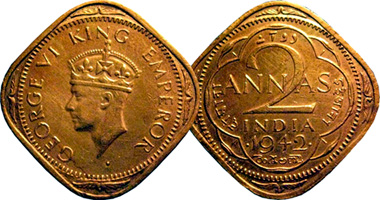 India (British) 1/2 and 2 Annas 1939 to 1947