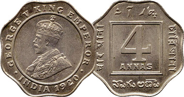 India (British) 4 Annas 1919 to 1921