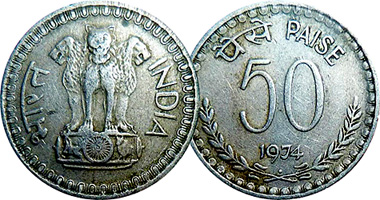 India 25 and 50 Paise 1960 to 1983